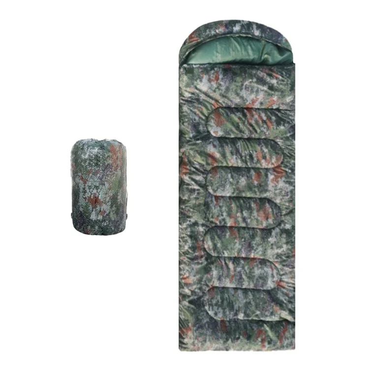 Envelope Sleeping Bag Outdoor Camping Hooded Adult Hollow Cotton Warm Sleep Bag, 1.8KG / -5~15 Degrees Celsius - Starry Sky Camouflage