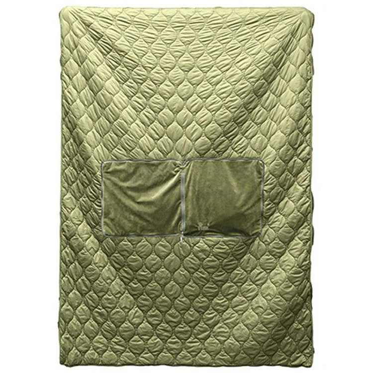 TRAVELER Saco de dormir de acampamento ao ar livre 4 em 1 para adultos, quente no inverno, capa, travesseiro e cobertor - Verde Exército