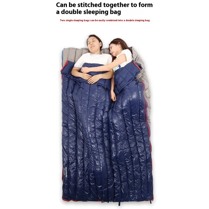 MOUNTAIN DREAM 600g Gänsedaunen Ultraleichter tragbarer Camping-Schlafsack mit Aufbewahrungstasche - Blau