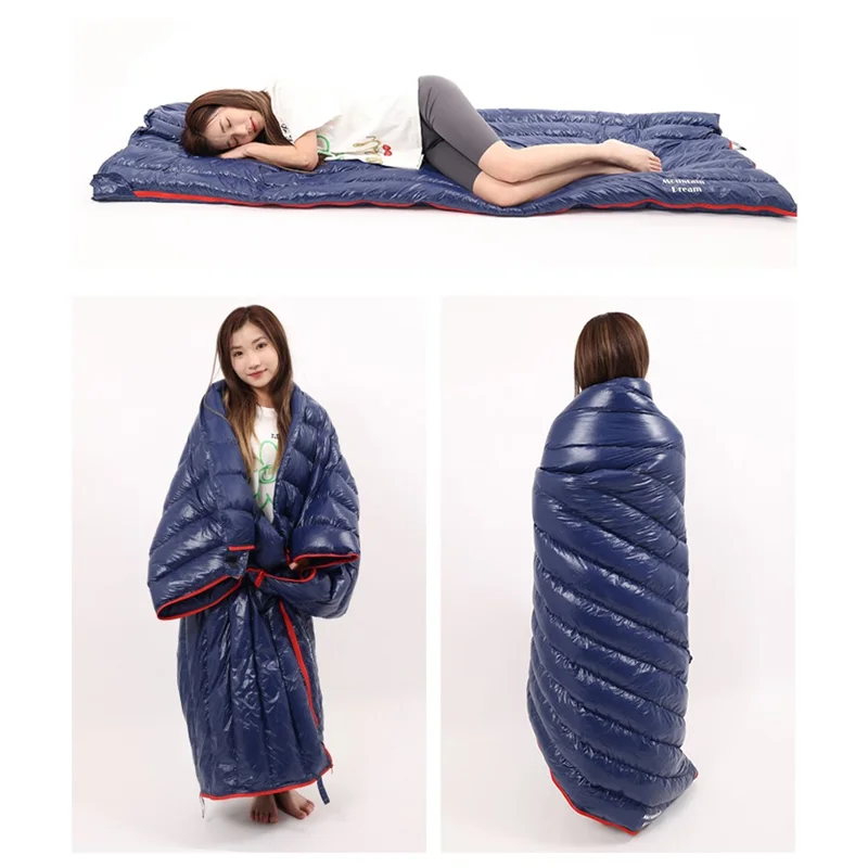 MOUNTAIN DREAM 600g Gänsedaunen Ultraleichter tragbarer Camping-Schlafsack mit Aufbewahrungstasche - Blau
