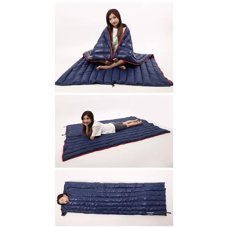 MOUNTAIN DREAM 600g Gänsedaunen Ultraleichter tragbarer Camping-Schlafsack mit Aufbewahrungstasche - Blau