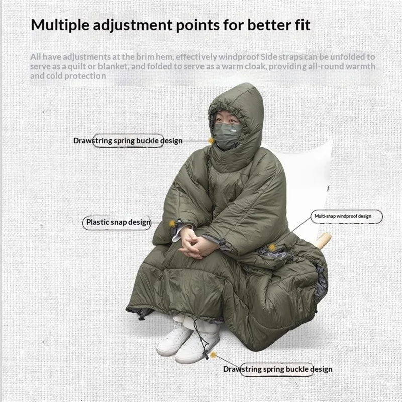 Udendørs multifunktionskåbe, hængelejesæt, vinterdækpose til camping, sovepose, vindtæt termisk isolering, forstærket til vandring/rygsækture