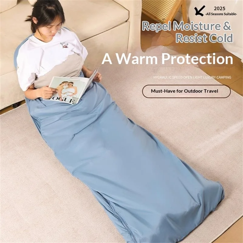 Sacco a pelo ultraleggero da 190 x 75 cm a busta per adulti, per campeggio all'aperto, viaggi ed escursionismo - Blu