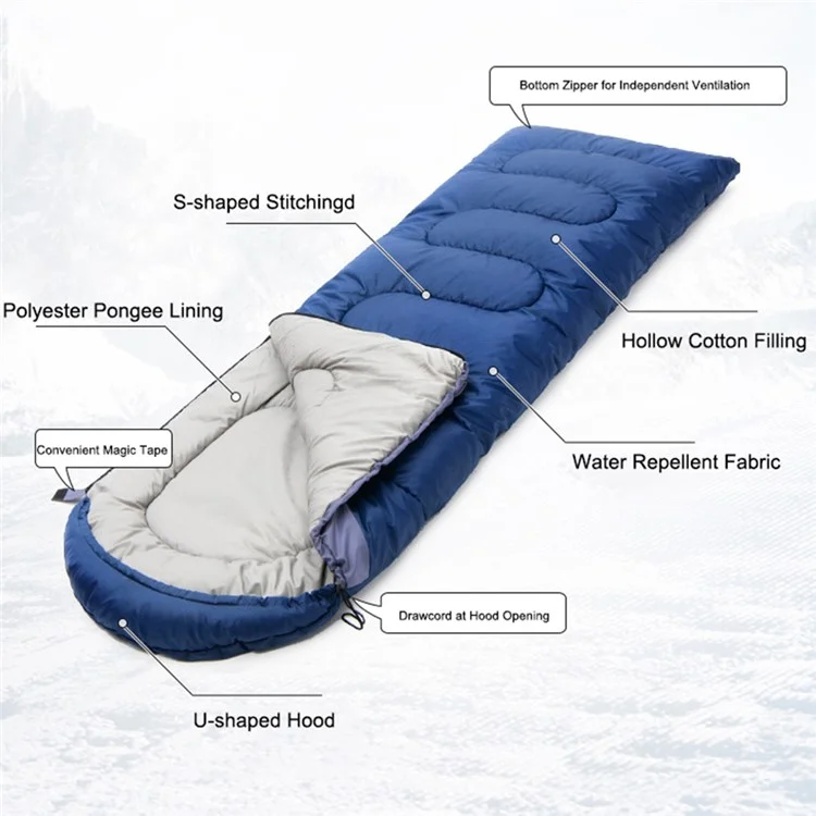 BSWOLF BSW-SL065 1KG Saco de dormir Protección corporal Cubierta de dormir Equipo de senderismo Saco de dormir cómodo - Azul marino 