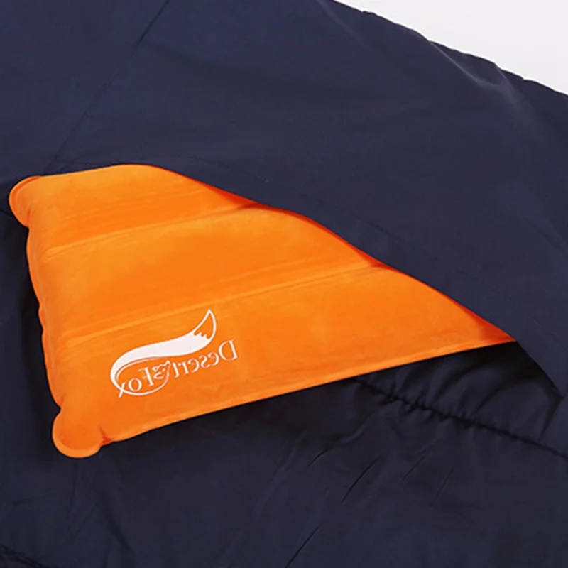 DESERT&FOX Dubbel sovsäck för två personer, utomhusläger, vandring, tjock sovsäck med 2 kuddar - Blå/Grå