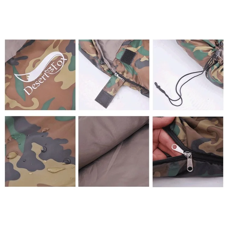 DESERT&FOX Bolsa de Dormir para Acampada Ultraligera de Camuflaje para Adultos Envelope Saco de Dormir de Camping Senderismo Cálido Algodón Hueco