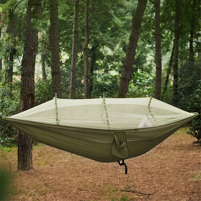 CSTUR Outdoor Travel Camping Mosquito Net Hammock Hanging Sleeping Bed - Army Green