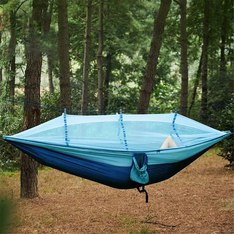 CSTUR Outdoor Travel Camping Mosquito Net Hammock Hanging Sleeping Bed - Sapphire+Sky Blue