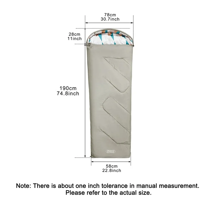 MYDAYS OUTDOOR 218x78cm Saco de dormir com capuz impermeável para acampamento de inverno no estilo envelope 