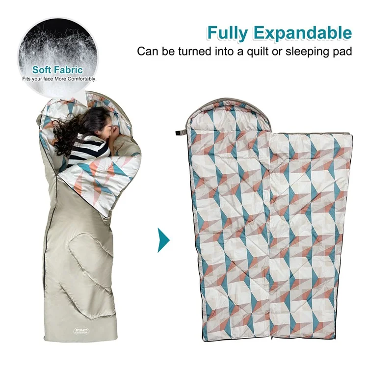 MYDAYS OUTDOOR 218x78cm Saco de dormir com capuz impermeável para acampamento de inverno no estilo envelope 