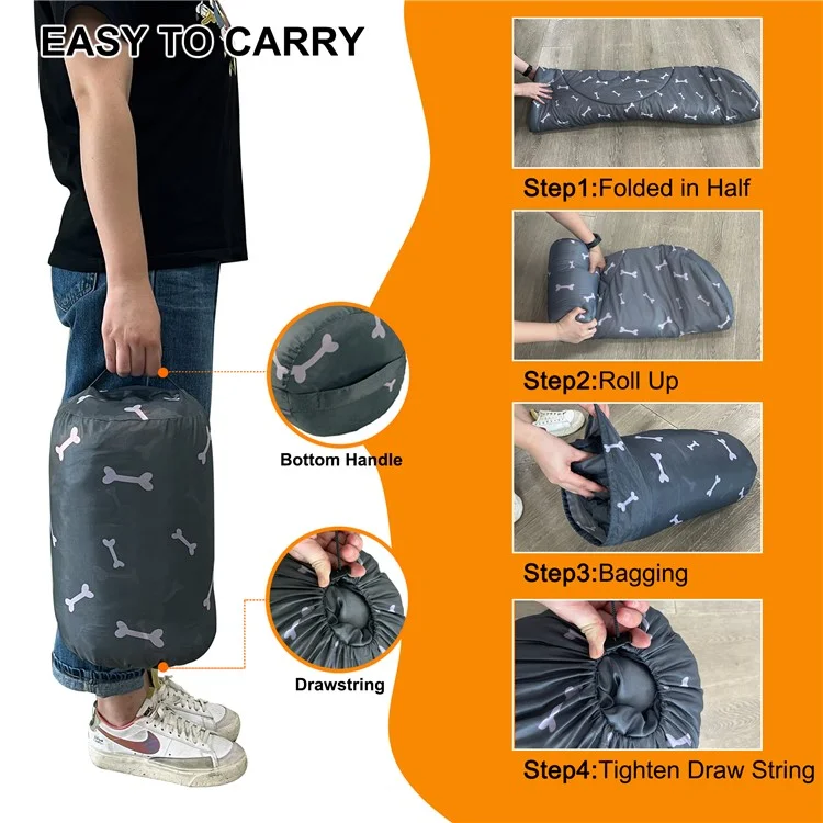 114x72 cm dicke, weiche Hundedecke aus Polyester, Hundetransportmatte, Camping-Ausrüstung mit Aufbewahrungstasche