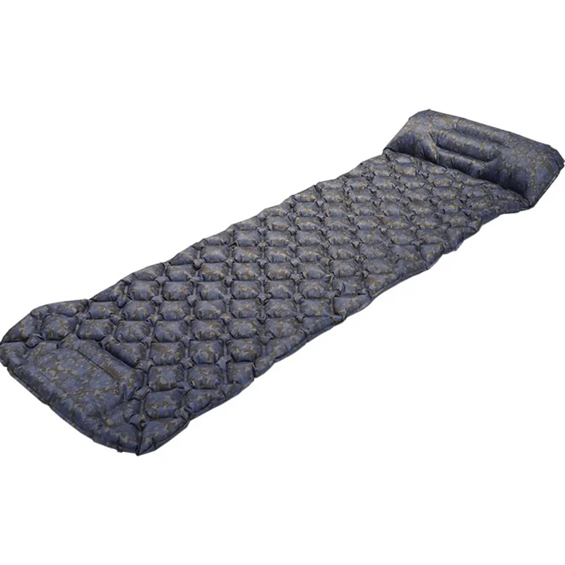 Camping Mattress Sleeping Mat Built-In Foot Pump Inflatable Sleeping Pad - Blue