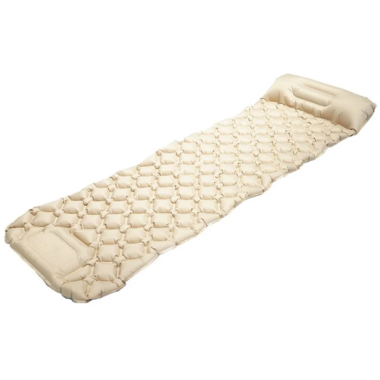 Matelas de camping Tapis de sommeil avec pompe à pied intégrée Matelas de couchage gonflable - Kaki