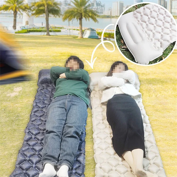 Matelas de camping Tapis de sommeil avec pompe à pied intégrée Matelas de couchage gonflable - Kaki