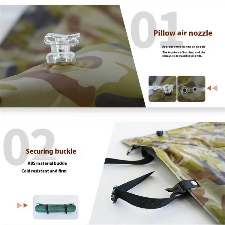 ZC-9#25 Self Inflating Sleeping Pad Camping Mattress Sleeping Mat for Camping Hiking - Army Green