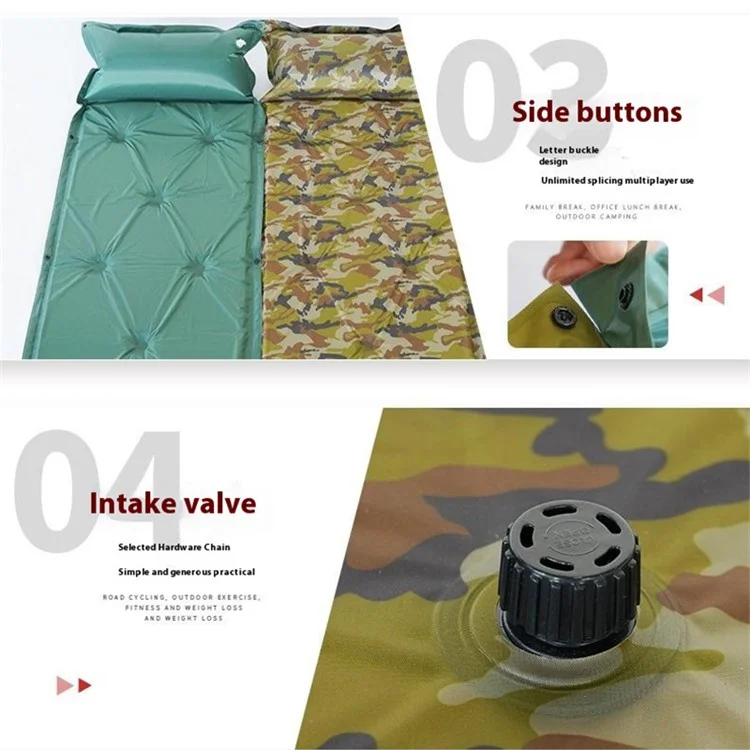 ZC-9#25 Self Inflating Sleeping Pad Camping Mattress Sleeping Mat for Camping Hiking - Army Green