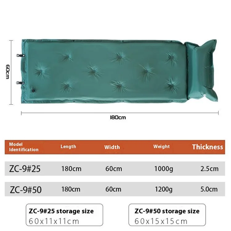 ZC-9#25 Self Inflating Sleeping Pad Camping Mattress Sleeping Mat for Camping Hiking - Army Green