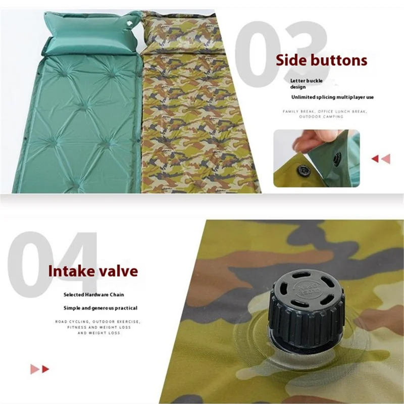 ZC-9#25 Självuppblåsbar Sovmatta för Camping, Sovmatta för Camping och Vandra – Camouflage