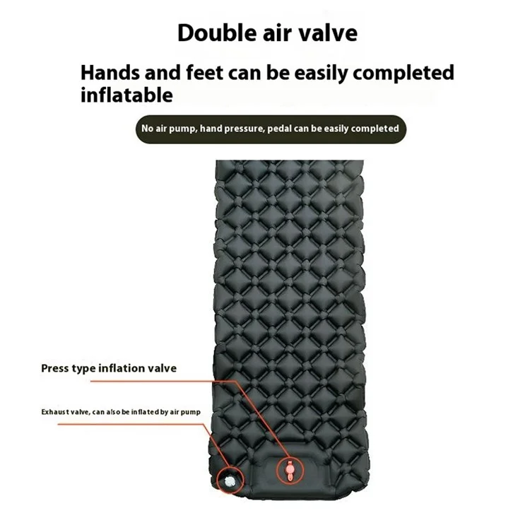 LX-T04 Easy Inflatable Camping Mattress Sleeping Mat TPU+Nylon Sleeping Pad - Army Green