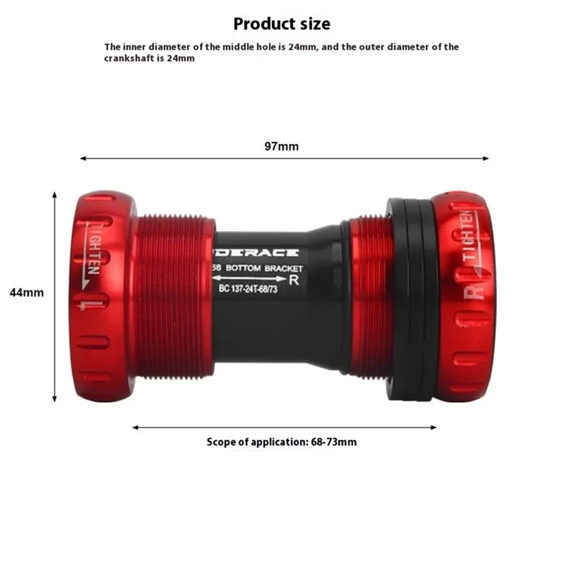 RIDERACE RR9348 Bicycle Bottom Bracket BB52 Sealed Ceramic Bearing Threaded Center Shaft - Blue
