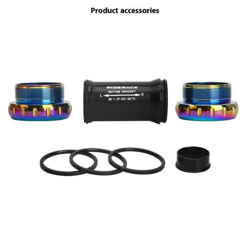 RIDERACE RR9348 Bicycle Bottom Bracket BB52 Sealed Ceramic Bearing Threaded Center Shaft - Blue