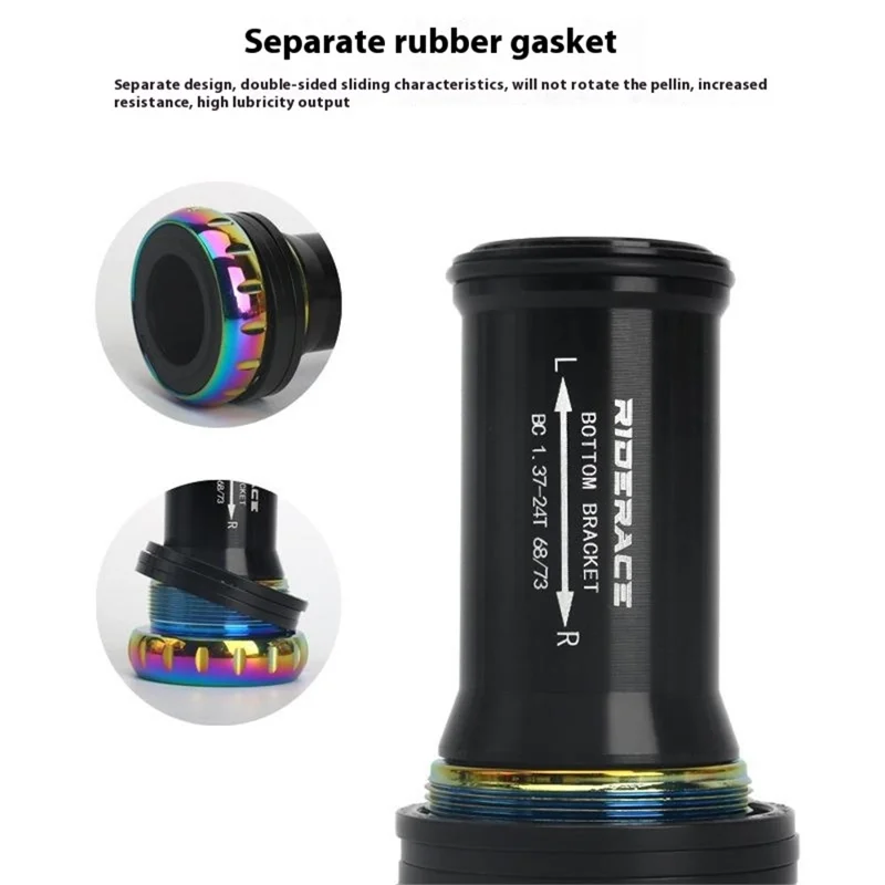 RIDERACE RR9348 Bicycle Bottom Bracket BB52 Sealed Ceramic Bearing Threaded Center Shaft - Blue