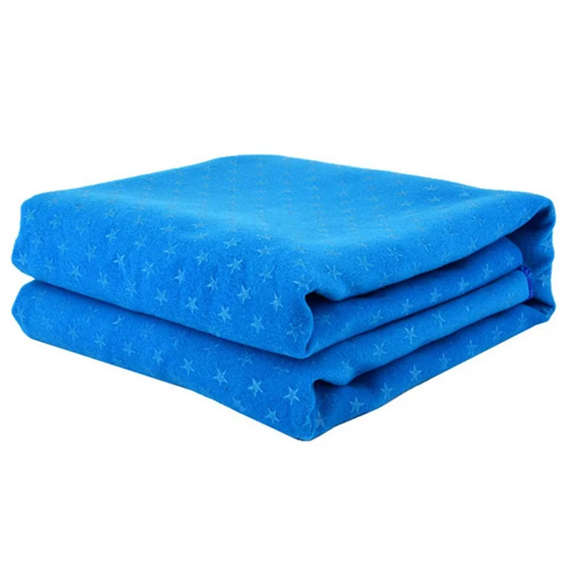 Manta de yoga extra grande com padrão de estrelas JH5886, toalha de flanela antiderrapante para pilates, 183 x 63 cm - Azul