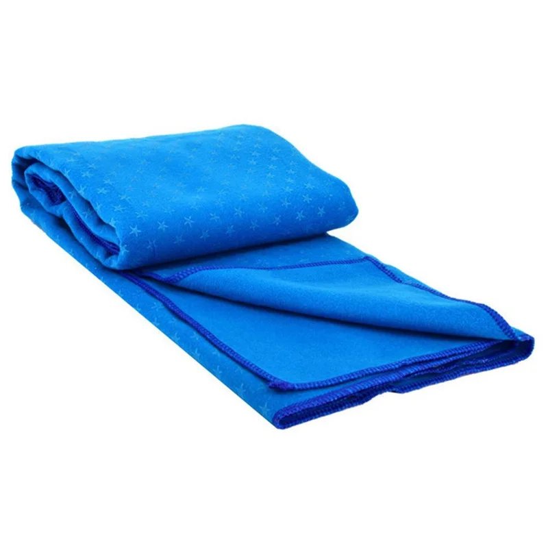 Manta de yoga extra grande com padrão de estrelas JH5886, toalha de flanela antiderrapante para pilates, 183 x 63 cm - Azul