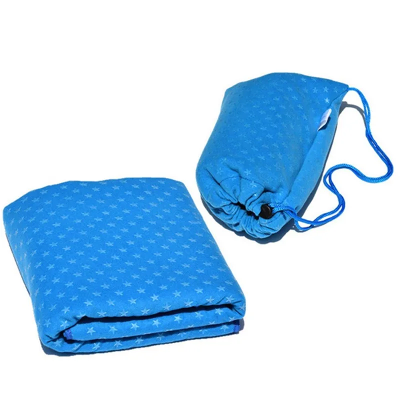Manta de yoga extra grande com padrão de estrelas JH5886, toalha de flanela antiderrapante para pilates, 183 x 63 cm - Azul