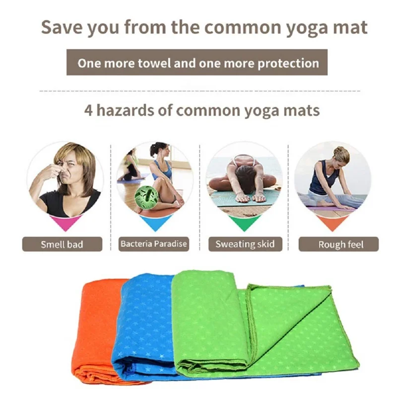 Manta de yoga extra grande com padrão de estrelas JH5886, toalha de flanela antiderrapante para pilates, 183 x 63 cm - Azul