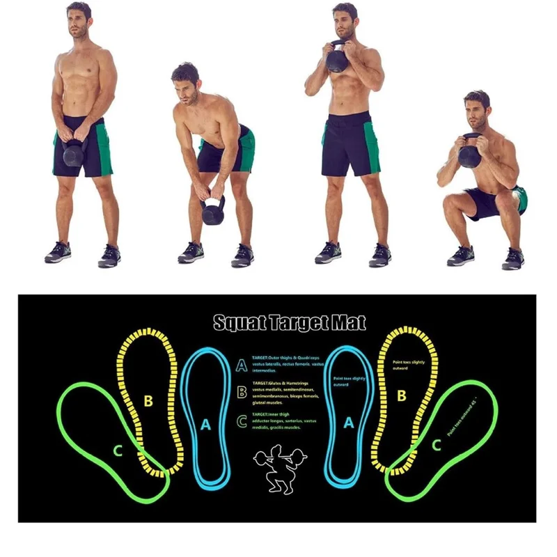 Squat Target Mat 35 x 80CM Crystal Velvet Silicone Basis Heupspiertraining Pad Workout Assistant - Zwart