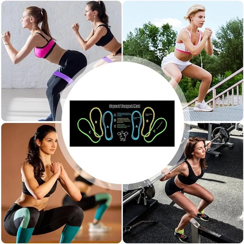 Squat Target Mat 35 x 80CM Crystal Velvet Silicone Basis Heupspiertraining Pad Workout Assistant - Zwart