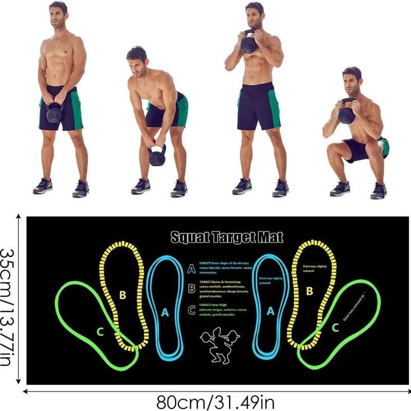Squat Target Mat 35 x 80CM Crystal Velvet Silicone Basis Heupspiertraining Pad Workout Assistant - Zwart