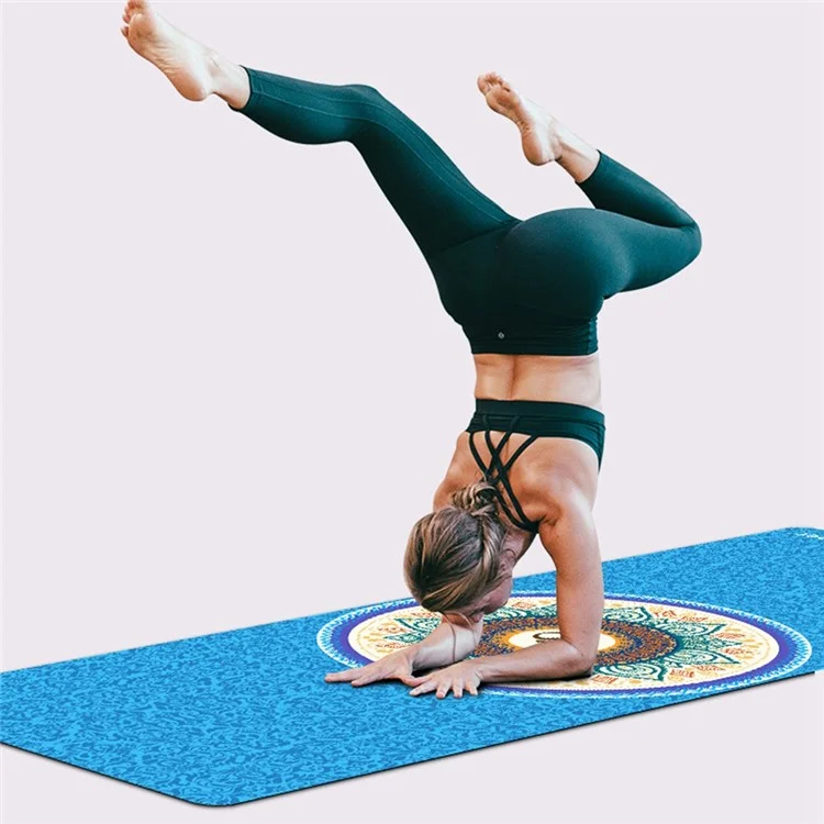 Meileer 1,5 mm D'épaisseur Suède + Tapis de Yoga en Caoutchouc Exercice de Fitness Pliable - Fleur