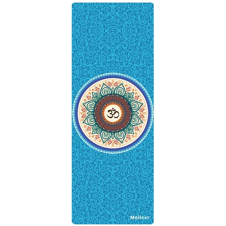 Spessore di 1,5 mm in Pelle Scamosciata+tappetino da Yoga in Gomma Esercizio di Fitness Pieghevole Pilates - Fiore Blu