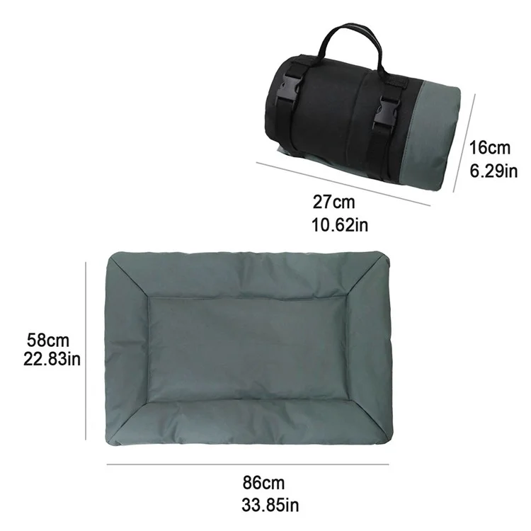 Outdoor Camping Dog Sleeping Mat 600D Oxford Cloth Pet Bed Rest Pad - Grey