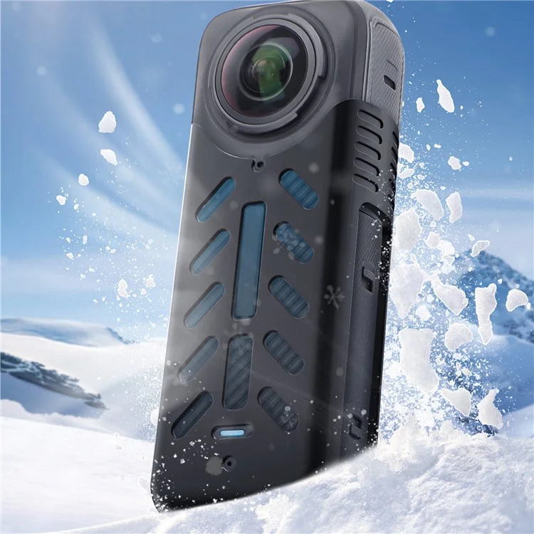 SUNNYLIFE X4-BHT818 For Insta360 X4 Silicone Protective Case Camera Sleeve with Lens Cap Cover - Black