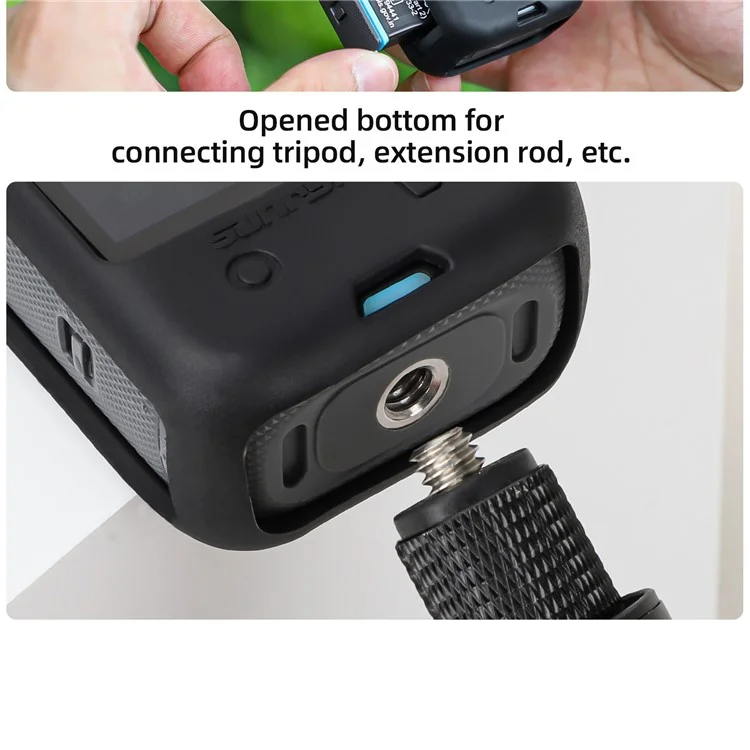 SUNNYLIFE X4-BHT818 For Insta360 X4 Silicone Protective Case Camera Sleeve with Lens Cap Cover - Black