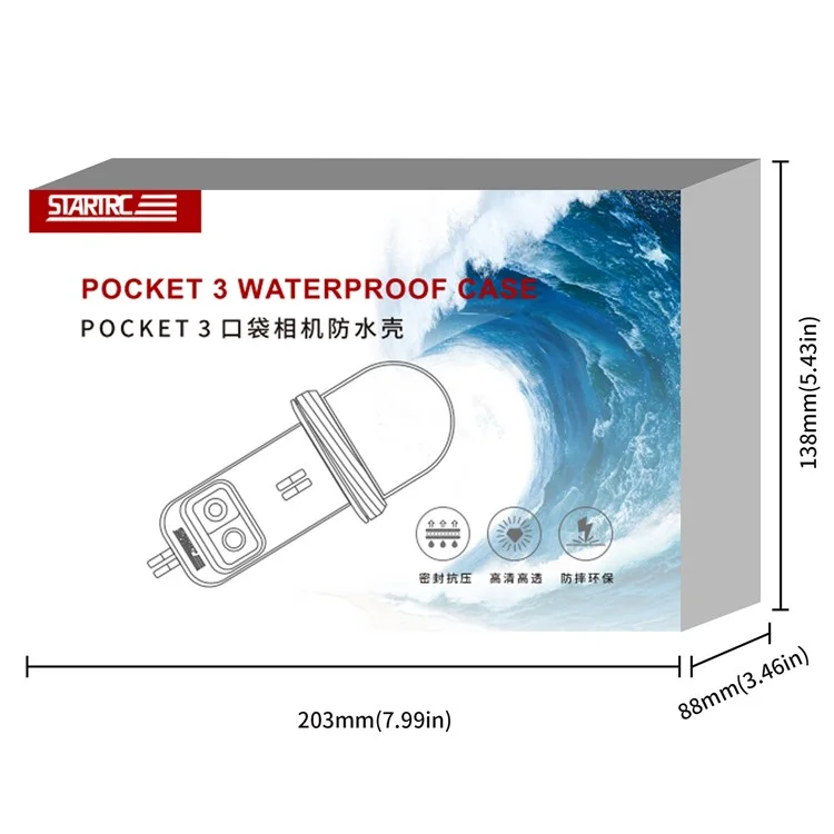 STARTRC 1136906 For DJI Osmo Pocket 3 Action Camera Underwater Protective Case Waterproof Diving Housing