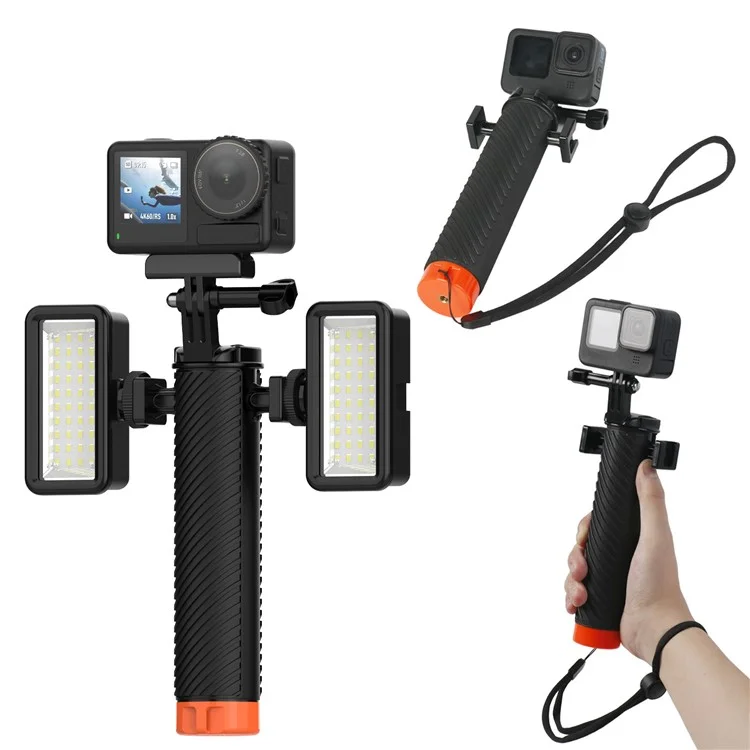 FLW006 Interfaccia a slitta fredda Impugnatura galleggiante a mano Bastone di galleggiabilità per immersioni per Gopro / DJI Action / Insta360 Sport Camera