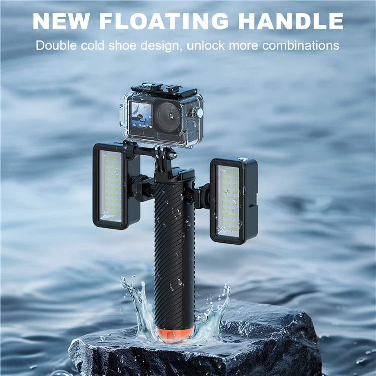 FLW006 Interfaccia a slitta fredda Impugnatura galleggiante a mano Bastone di galleggiabilità per immersioni per Gopro / DJI Action / Insta360 Sport Camera