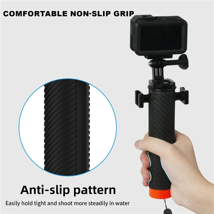 FLW006 Interfaccia a slitta fredda Impugnatura galleggiante a mano Bastone di galleggiabilità per immersioni per Gopro / DJI Action / Insta360 Sport Camera