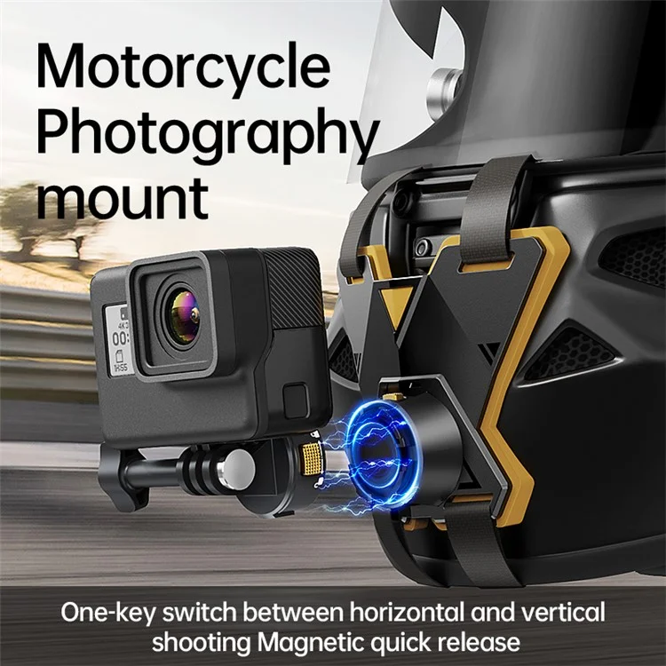 JX-XBDO1-MM Para Suporte de Queixo de Câmera de Ação GoPro com Base Magnética + Mini Adaptador + Clipe de Telefone