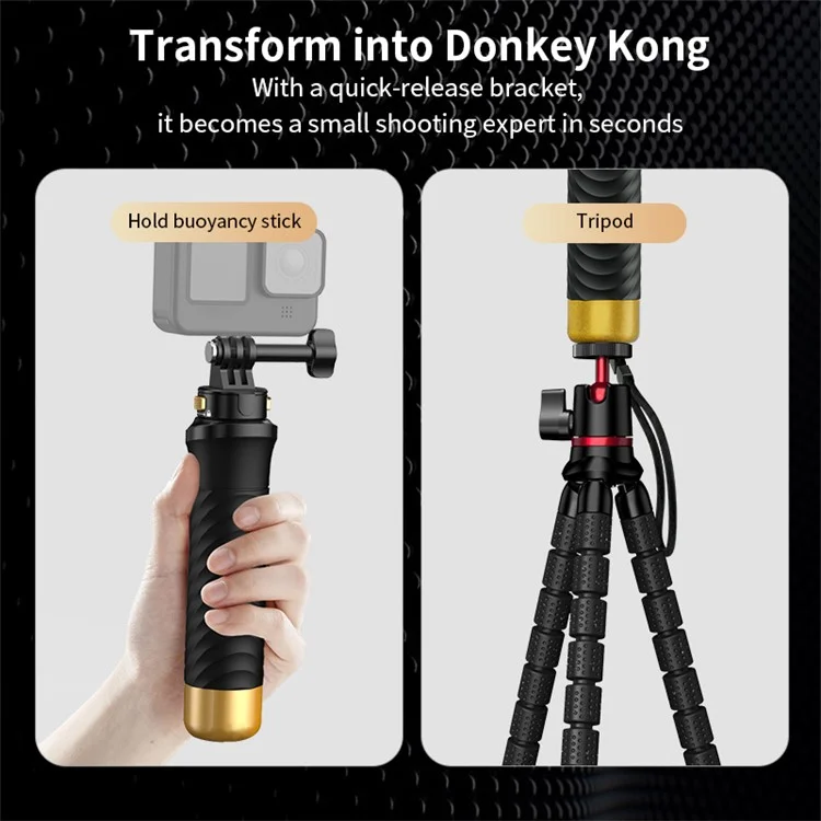 JX-FLB02-M For GoPro Hero 12 / 11 / 10 Action Camera Floating Hand Grip Handle Mount with Wrist Strap