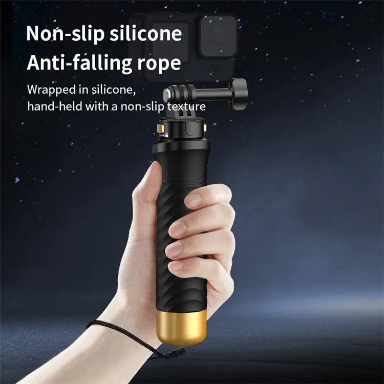 JX-FLB02-M For GoPro Hero 12 / 11 / 10 Action Camera Floating Hand Grip Handle Mount with Wrist Strap
