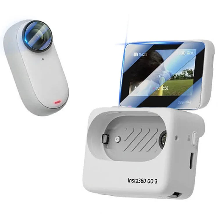 STARTRC 1144857 Pour Insta360 GO 3S 2Pcs Protecteur d'écran en verre trempé + 2Pcs Film de protection de l'objectif