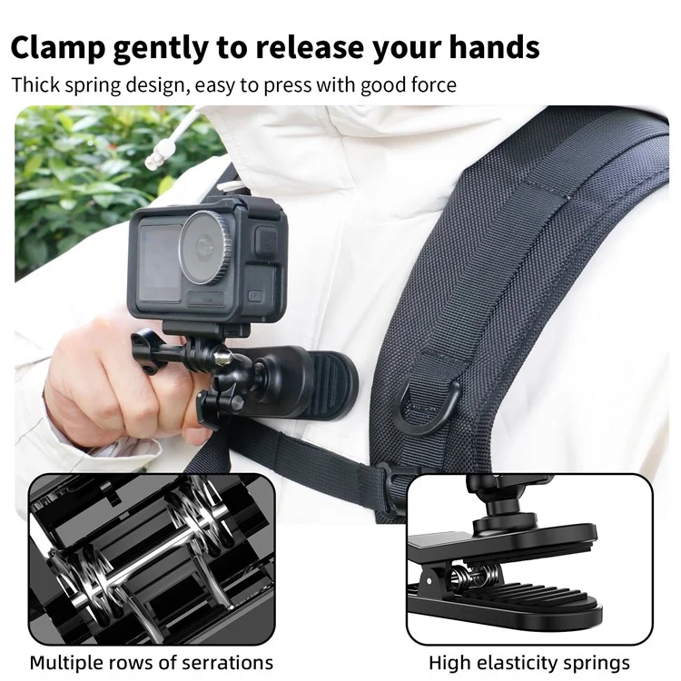 Pour GoPro / Dji / Insta360 Action Caméra 360 Degrés Rotation Backpack Clip Camera Mount Bracket