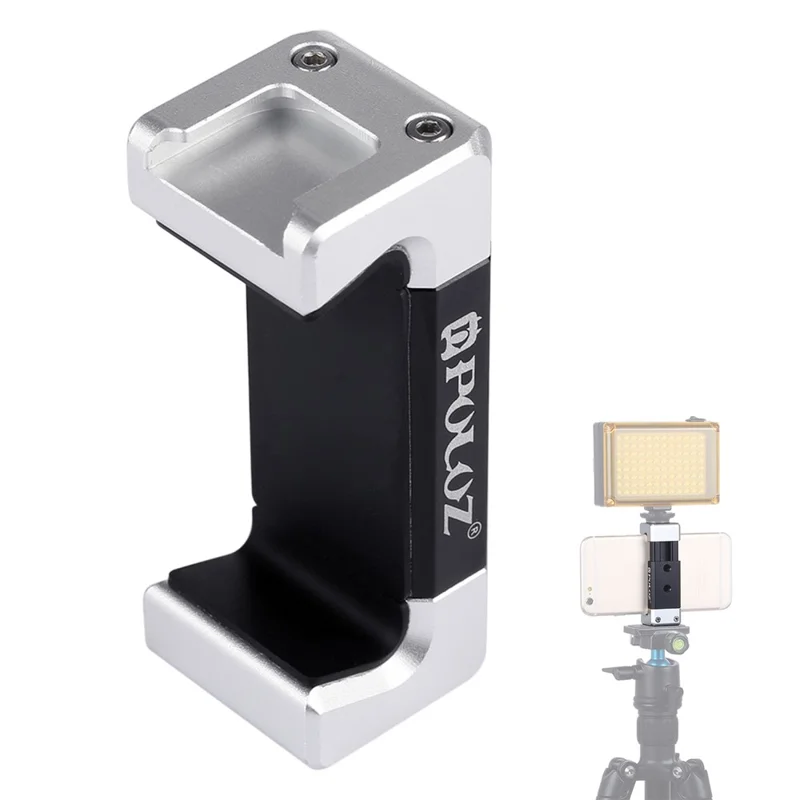 PULUZ PU370 Cold Shoe Adapter Phone Clamp Aluminum Alloy Retractable Phone Clip