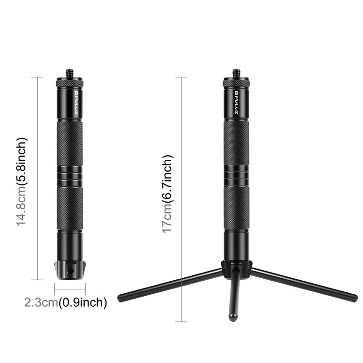 PULUZ PU906 Mini Outdoor Camping Folding Aluminum Alloy Tripod Sports Camera Phone Live Streaming Bracket