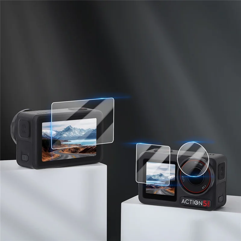 SUNNYLIFE OA5-BHM884 2Set Tempered Glass Screen Protector for DJI Osmo Action 5 Pro Camera Accessories (2 Main Screen + 2 Small Screen + 2 Lens)